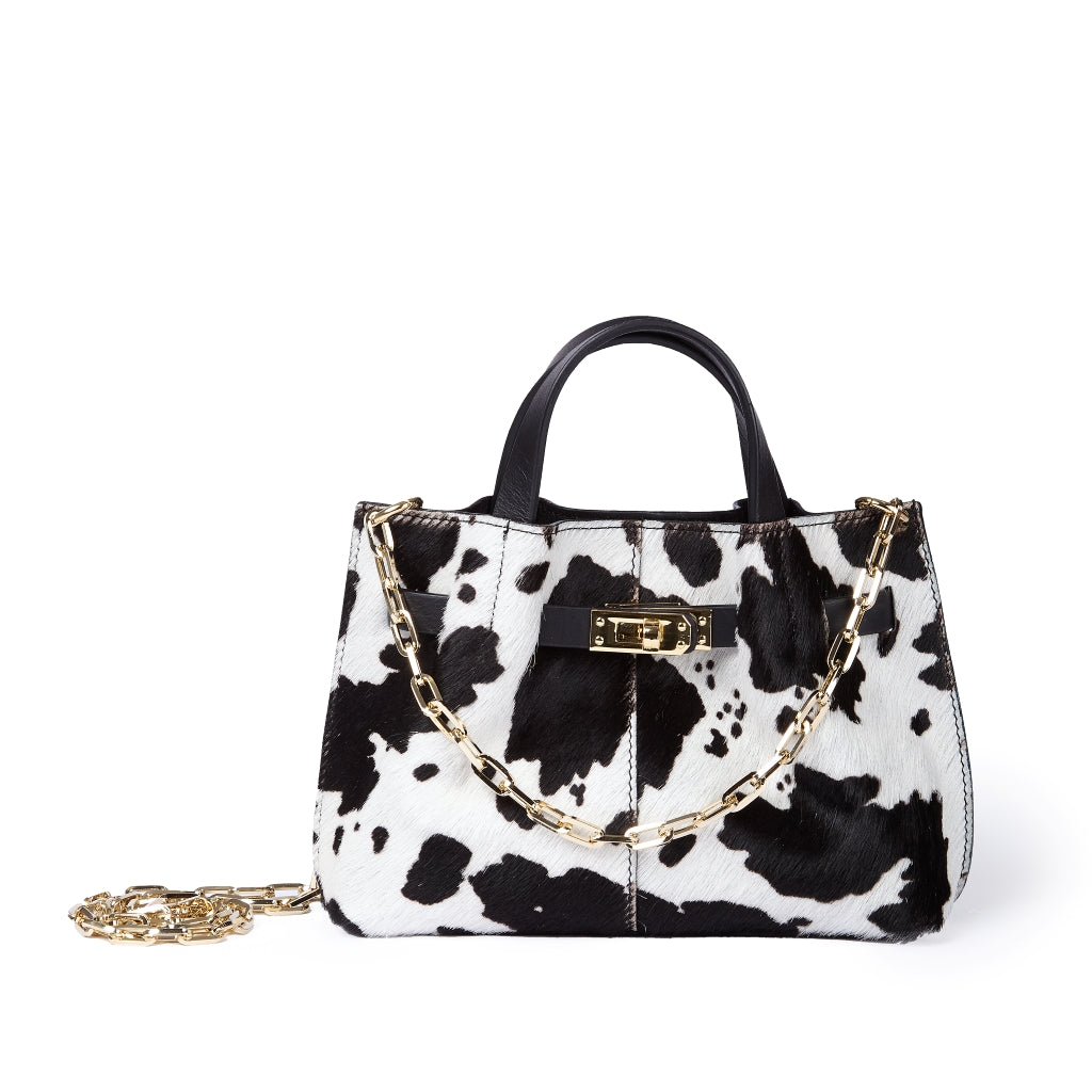 Sveva Pony Mini  – Borsa a mano in pony stampato e vitello liscio con spallaccio estensibile