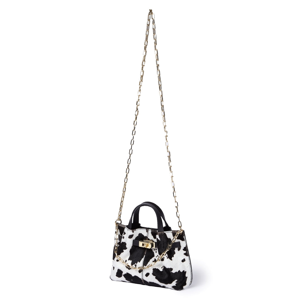 Sveva Pony Mini  – Borsa a mano in pony stampato e vitello liscio con spallaccio estensibile