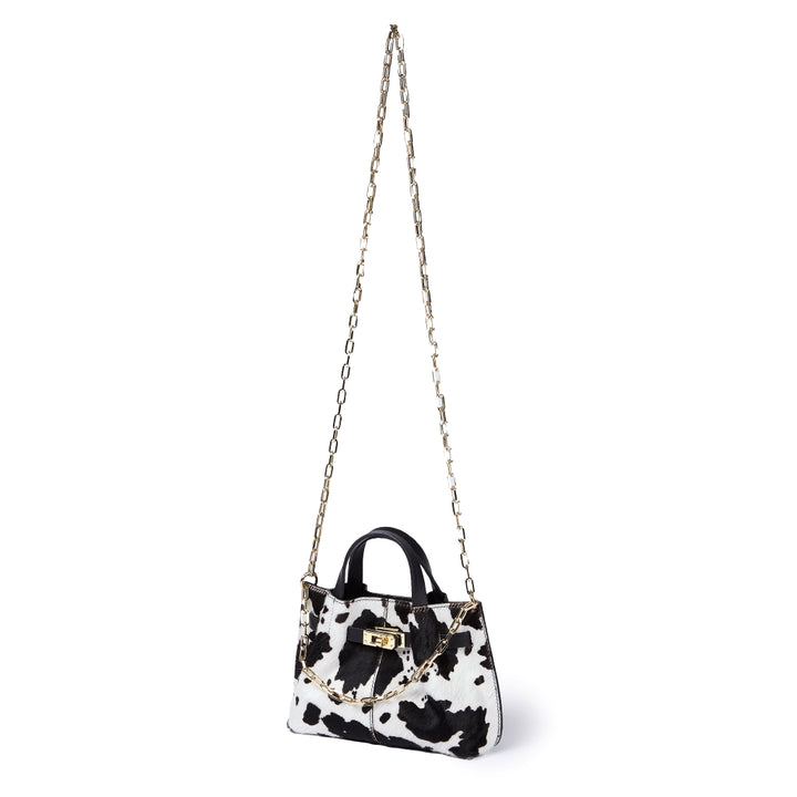 Sveva Pony Mini  – Borsa a mano in pony stampato e vitello liscio con spallaccio estensibile