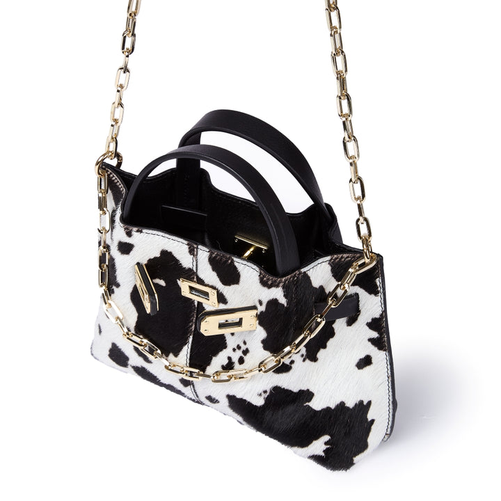Sveva Pony Mini  – Borsa a mano in pony stampato e vitello liscio con spallaccio estensibile