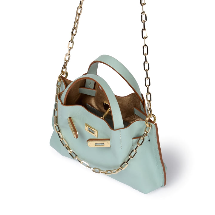 Sveva Mini – Borsa a mano in pelle liscia con spallaccio estensibile