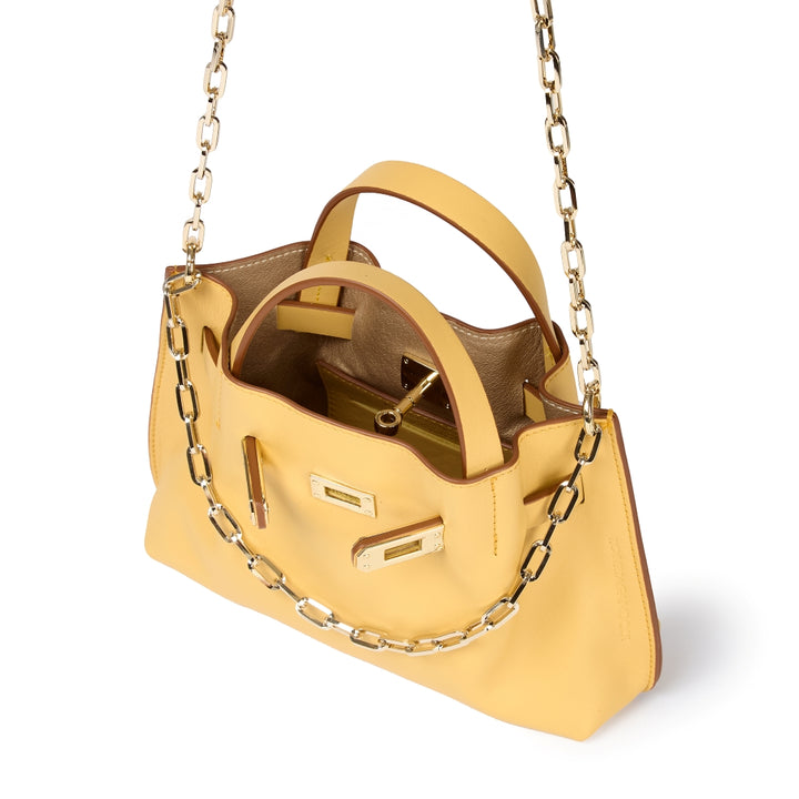 Sveva Mini – Borsa a mano in pelle liscia con spallaccio estensibile