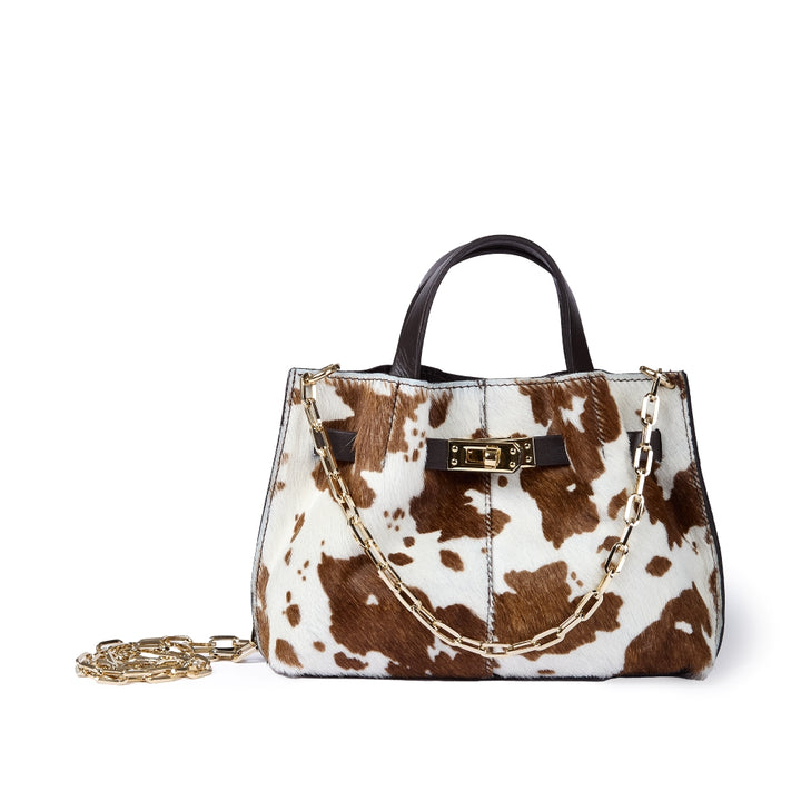 Sveva Mini Pony – Borsa in Pelle e Pony Hair con Tracolla a Catena