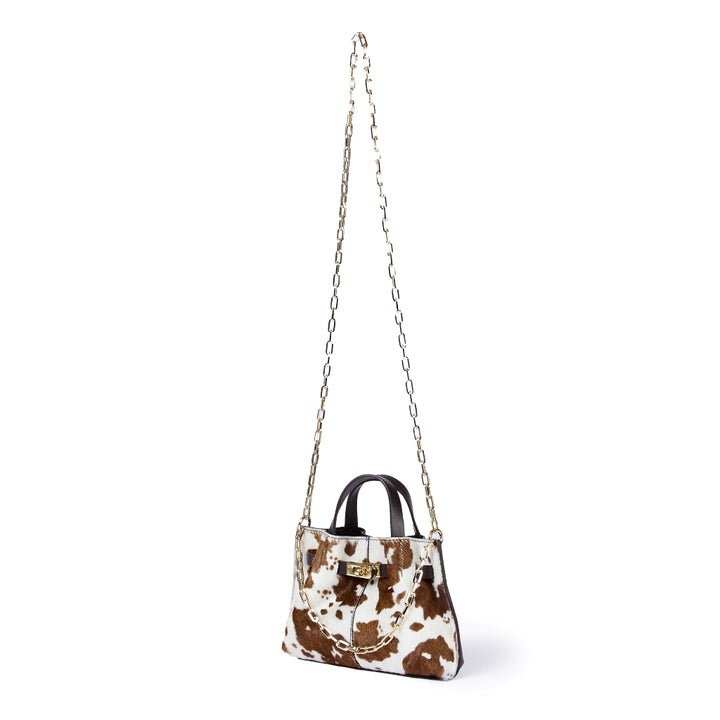 Sveva Mini Pony – Borsa in Pelle e Pony Hair con Tracolla a Catena