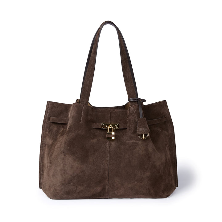 Sveva Suede Tote in pelle con interno organizzato e chiusura a girello decorativa