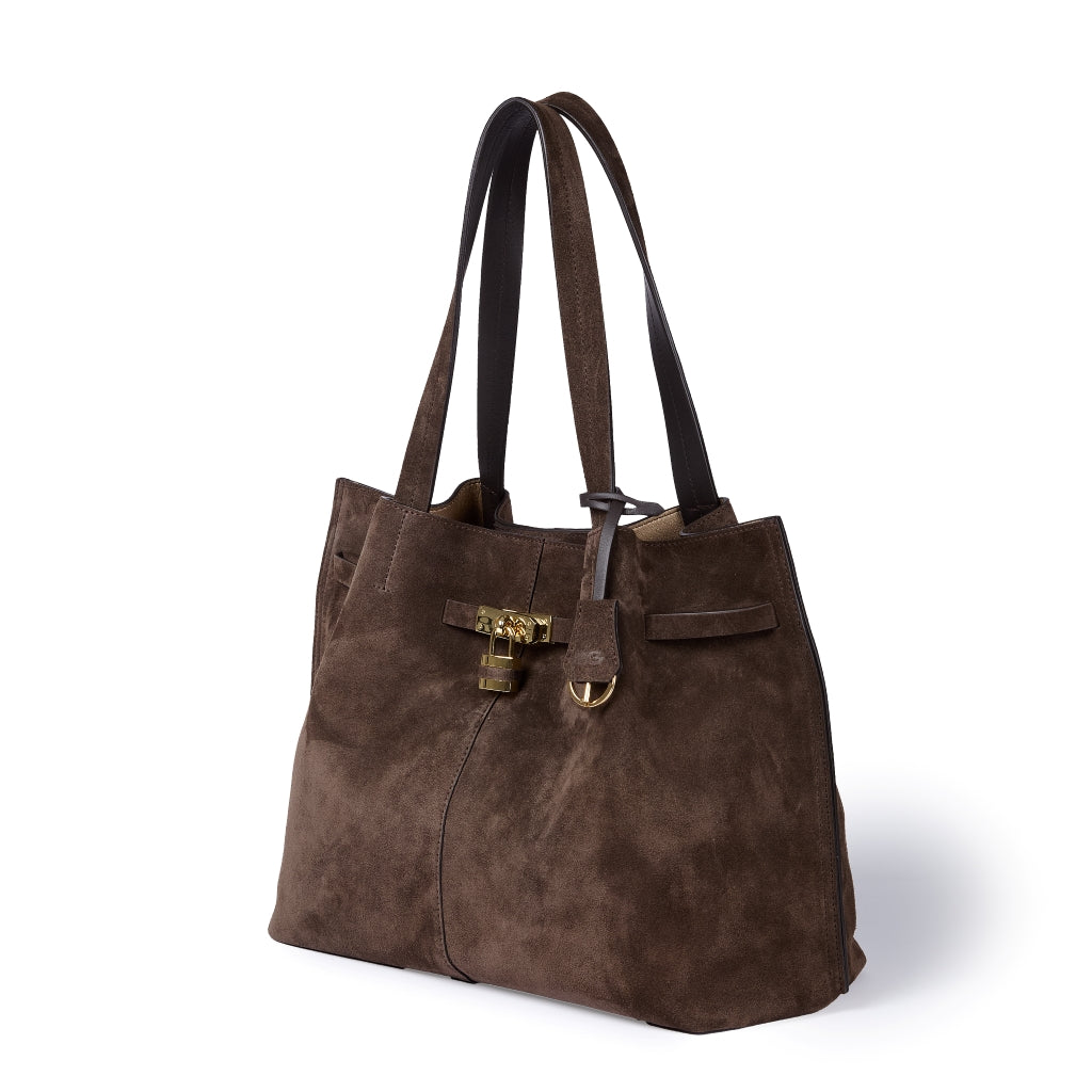Sveva Suede Tote in pelle con interno organizzato e chiusura a girello decorativa