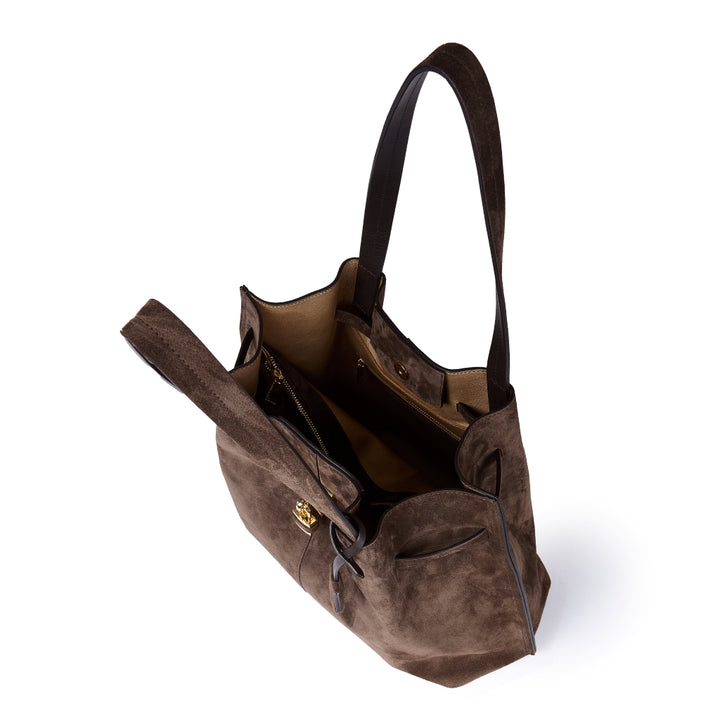 Sveva Suede Tote in pelle con interno organizzato e chiusura a girello decorativa