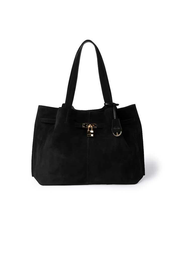 Sveva Suede Tote in pelle con interno organizzato e chiusura a girello decorativa
