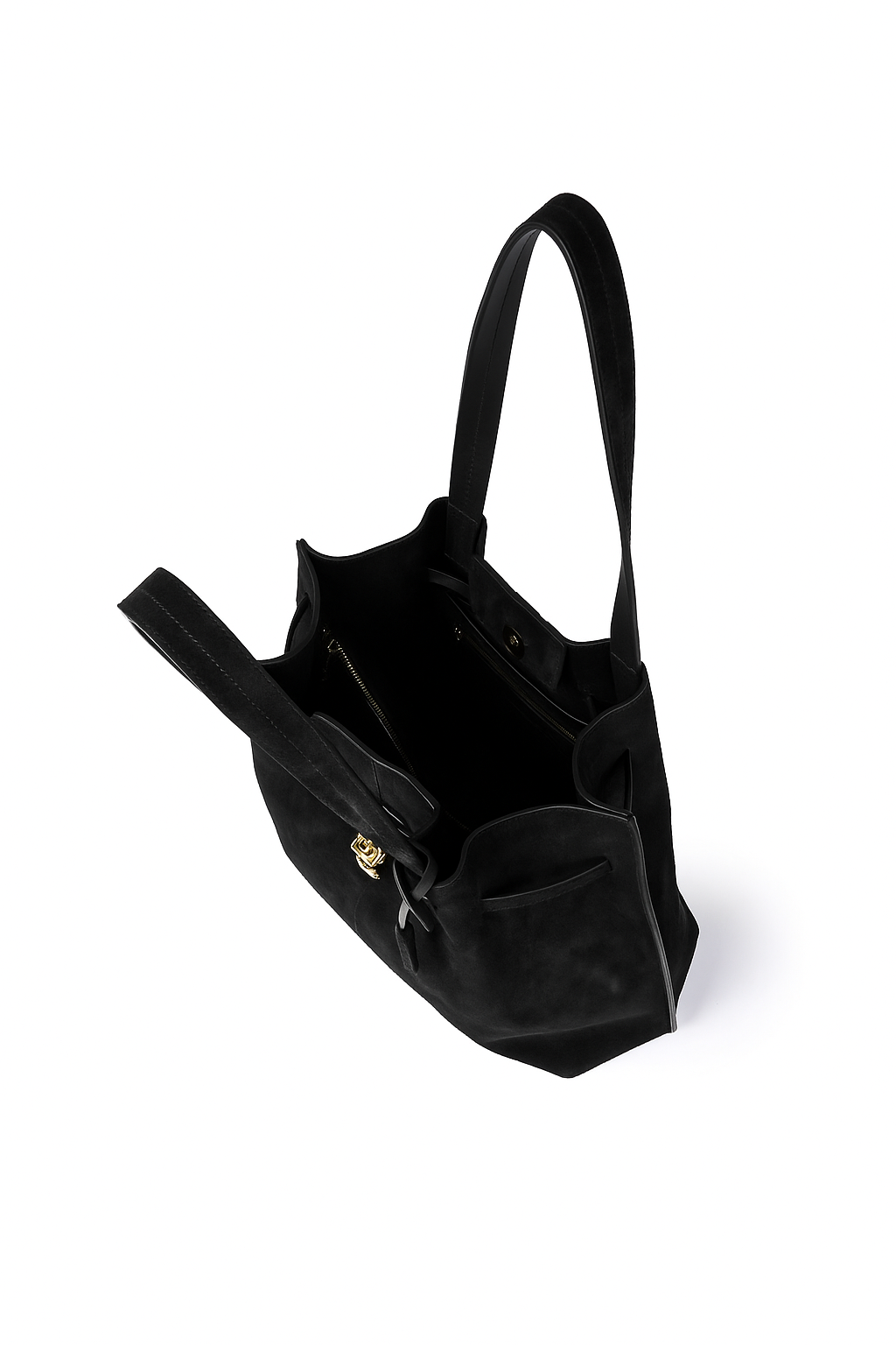 Sveva Suede Tote in pelle con interno organizzato e chiusura a girello decorativa