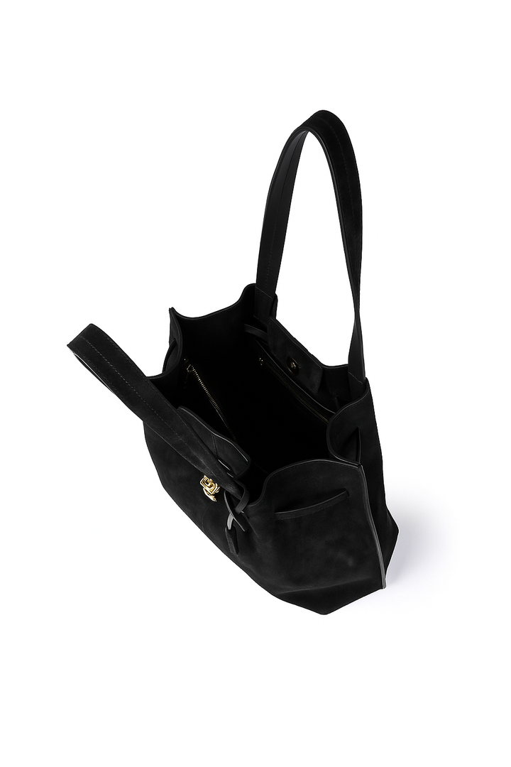 Sveva Suede Tote in pelle con interno organizzato e chiusura a girello decorativa