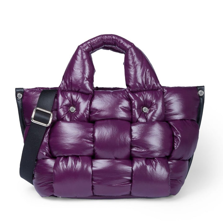 Greta small bag in padded and hand-woven anti-drop fabric with leather finishes