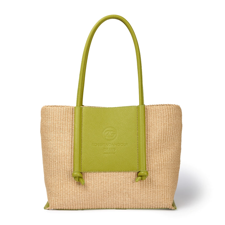 Sabrina Shopping – Raffia and Leather Bag with Adjustable Handles