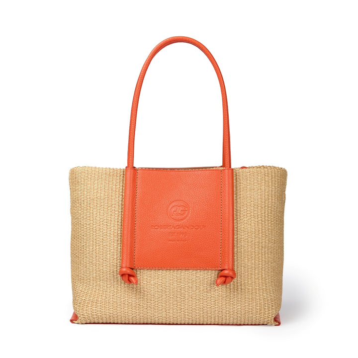 Sabrina Shopping – Raffia and Leather Bag with Adjustable Handles