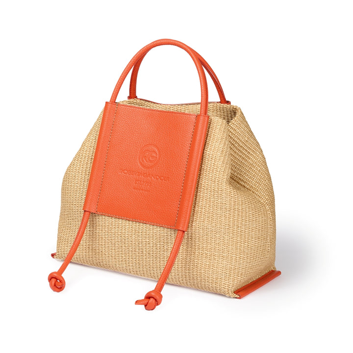 Sabrina Shopping – Raffia and Leather Bag with Adjustable Handles