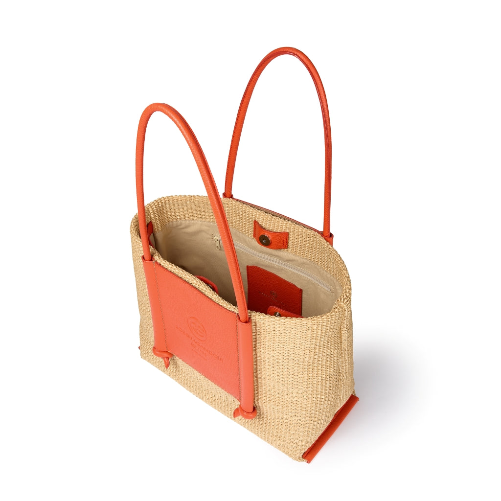 Sabrina Shopping – Raffia and Leather Bag with Adjustable Handles