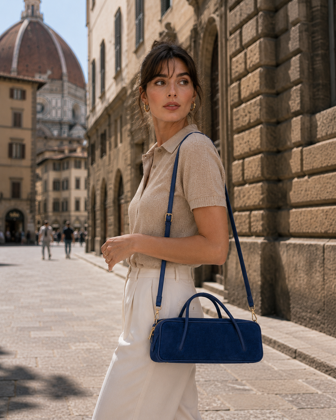Celine East-West Small Suede – Borsa in Camoscio e Pelle Martellata con Tracolla