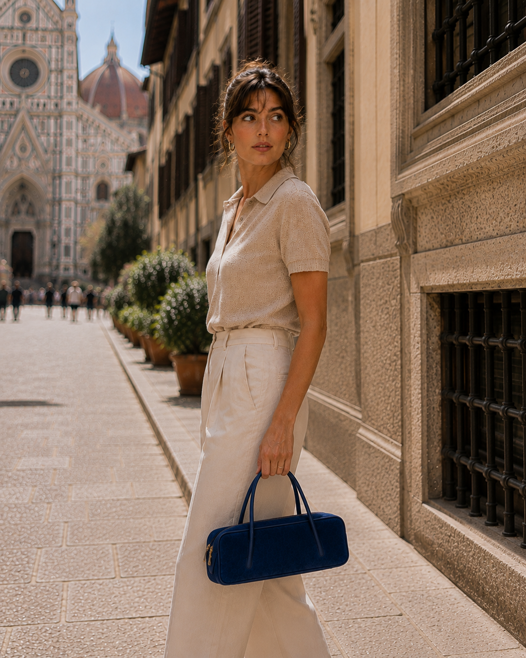 Celine East-West Small Suede – Borsa in Camoscio e Pelle Martellata con Tracolla