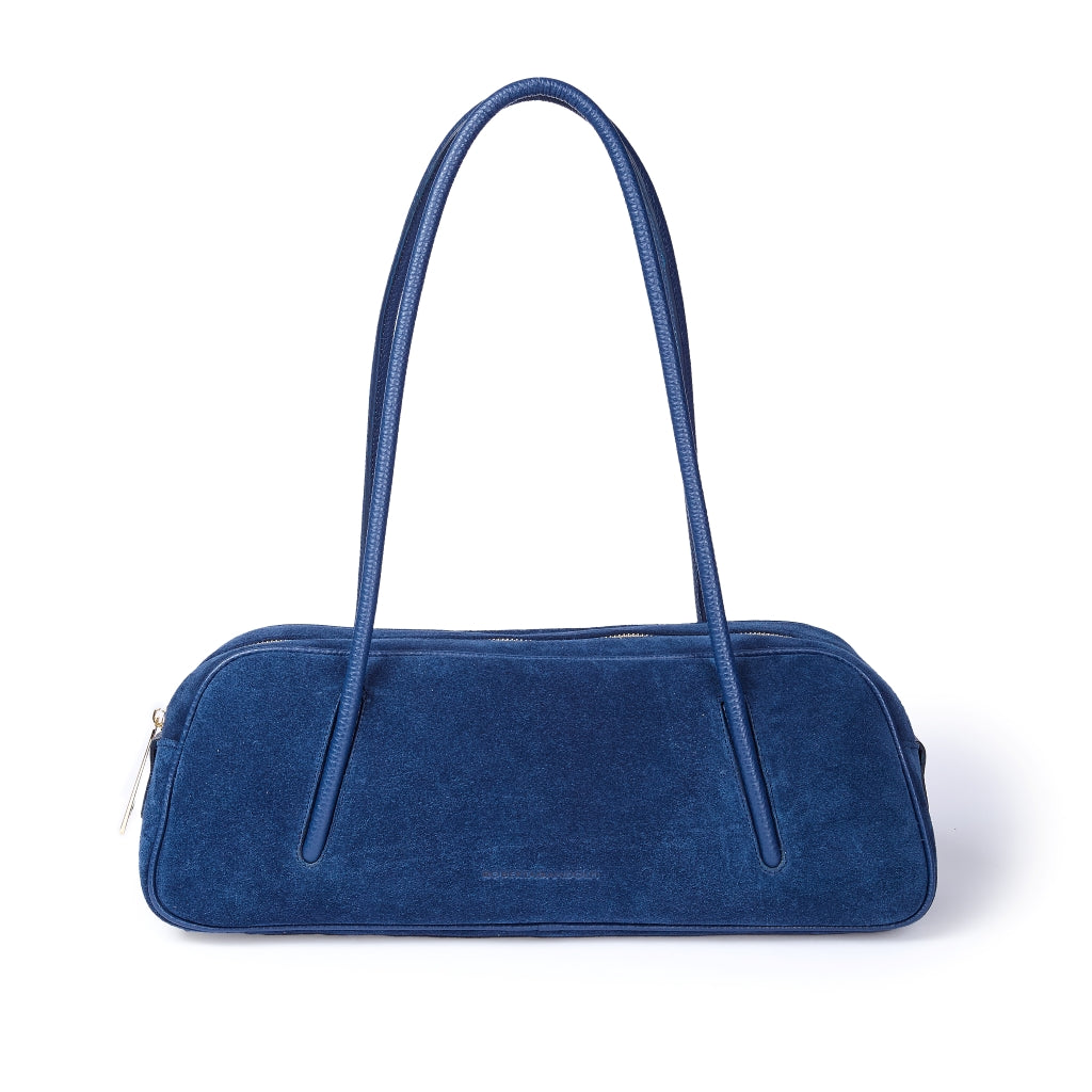 Celine East-West  Suede – Borsa Allungata in Camoscio e Pelle Martellata con Manici Incassati