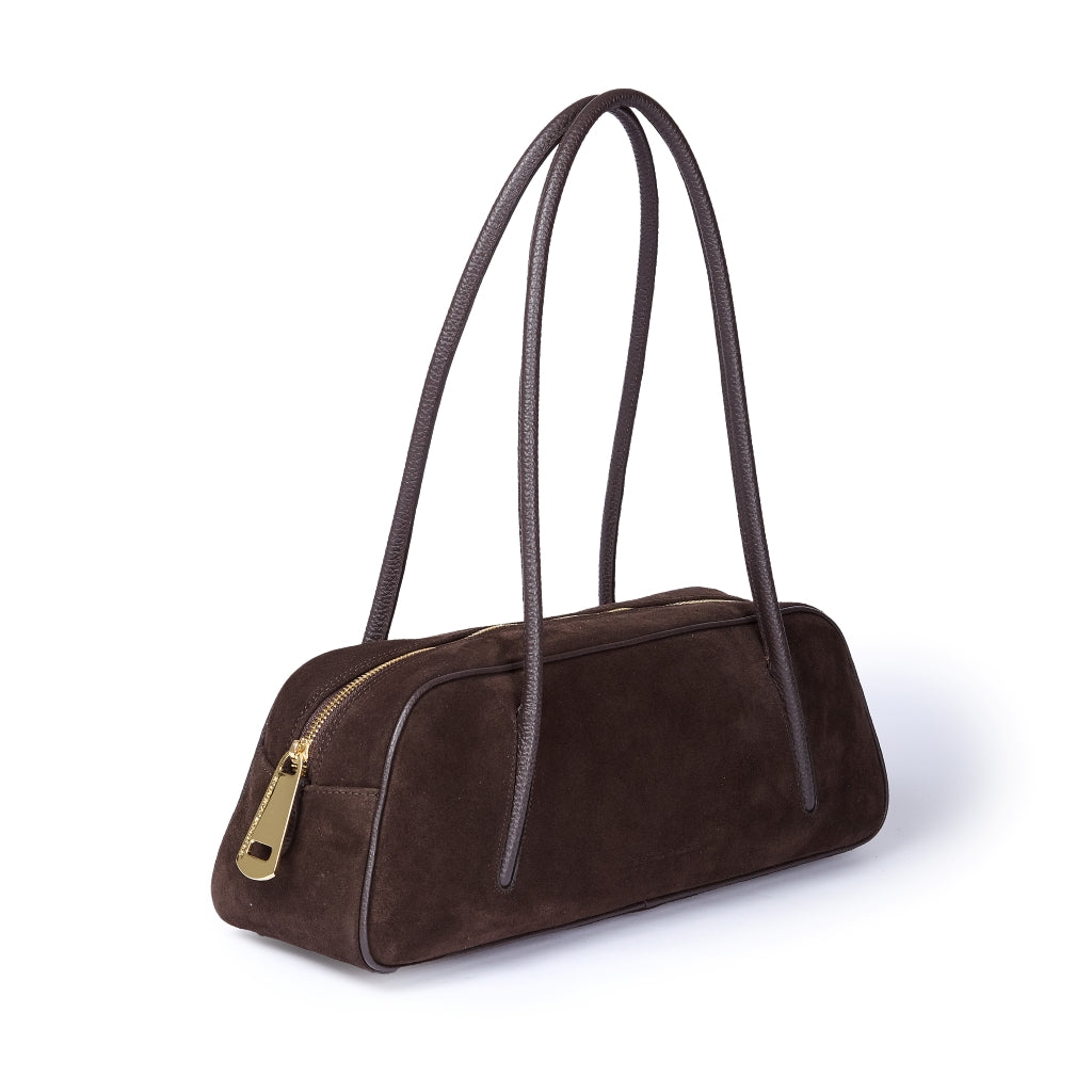 Celine East-West  Suede – Borsa Allungata in Camoscio e Pelle Martellata con Manici Incassati