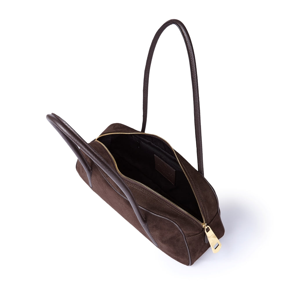 Celine East-West  Suede – Borsa Allungata in Camoscio e Pelle Martellata con Manici Incassati
