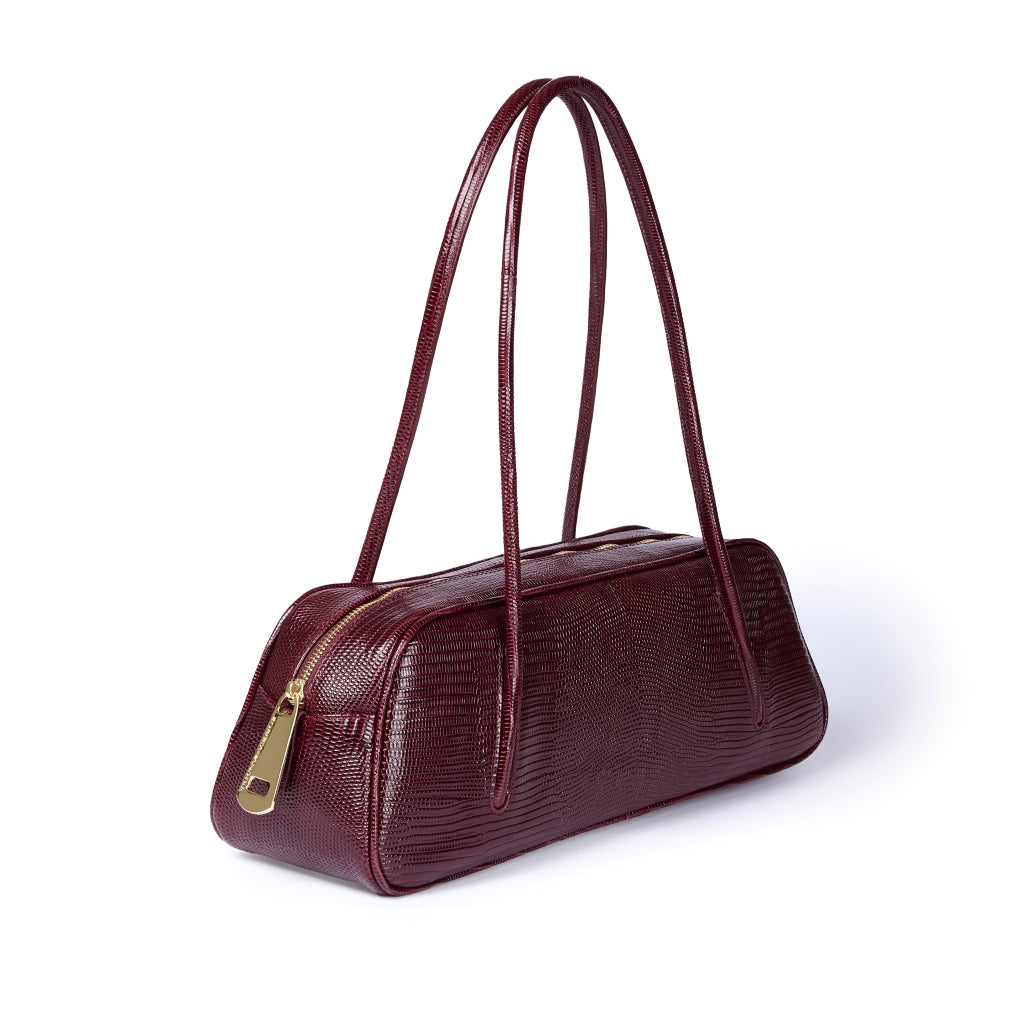 Celine Tejus – Elongated Lizard-Print Leather Bag with Integrated Handles