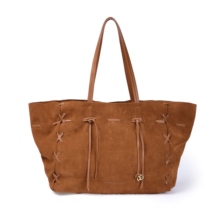 Naomi Suede – Soft Suede Shopping Bag with Hand-Stitched Details