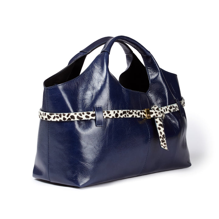 Grace Glossy Handbag – Borsa in Vitello Distressed con Cintura Animalier