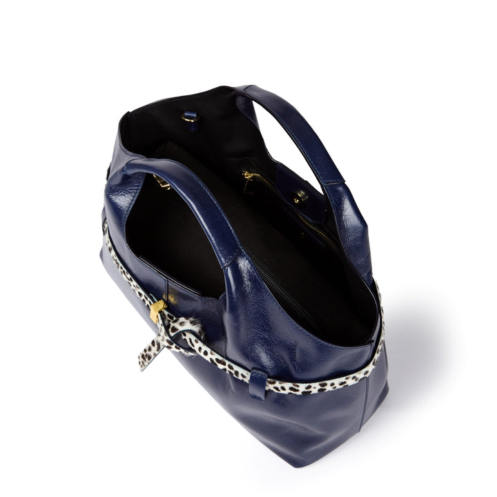 Grace Glossy Handbag – Borsa in Vitello Distressed con Cintura Animalier