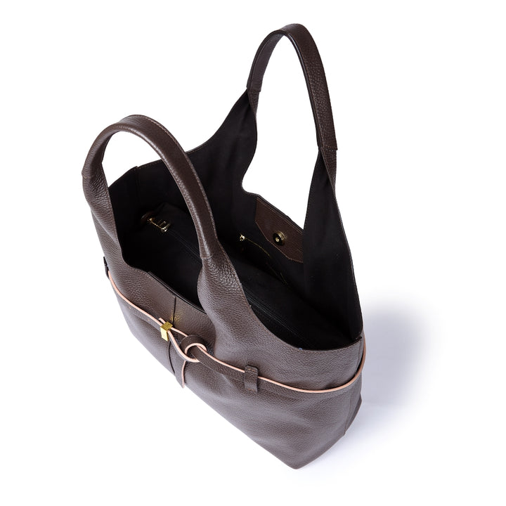 Grace Tote – Grained Leather Shopping Bag with Removable Interior Organizer