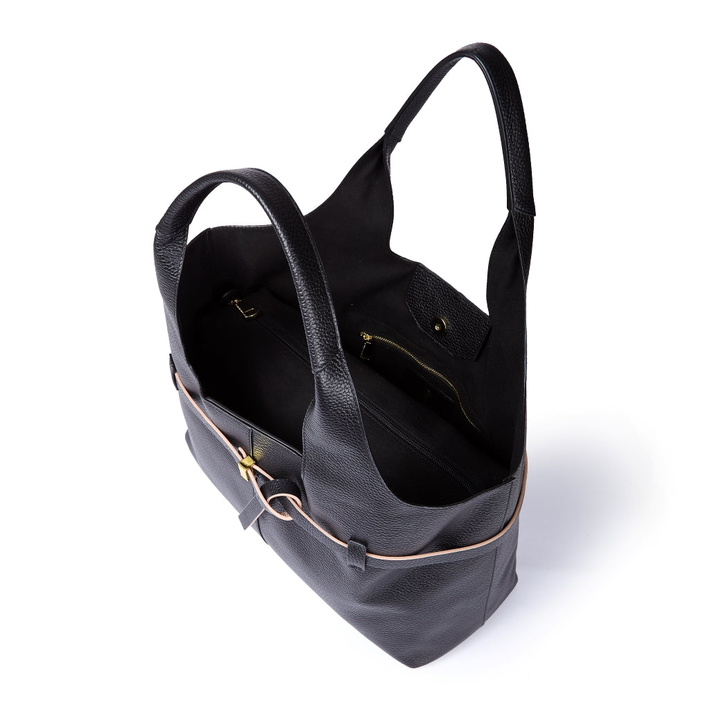 Grace Tote – Grained Leather Shopping Bag with Removable Interior Organizer