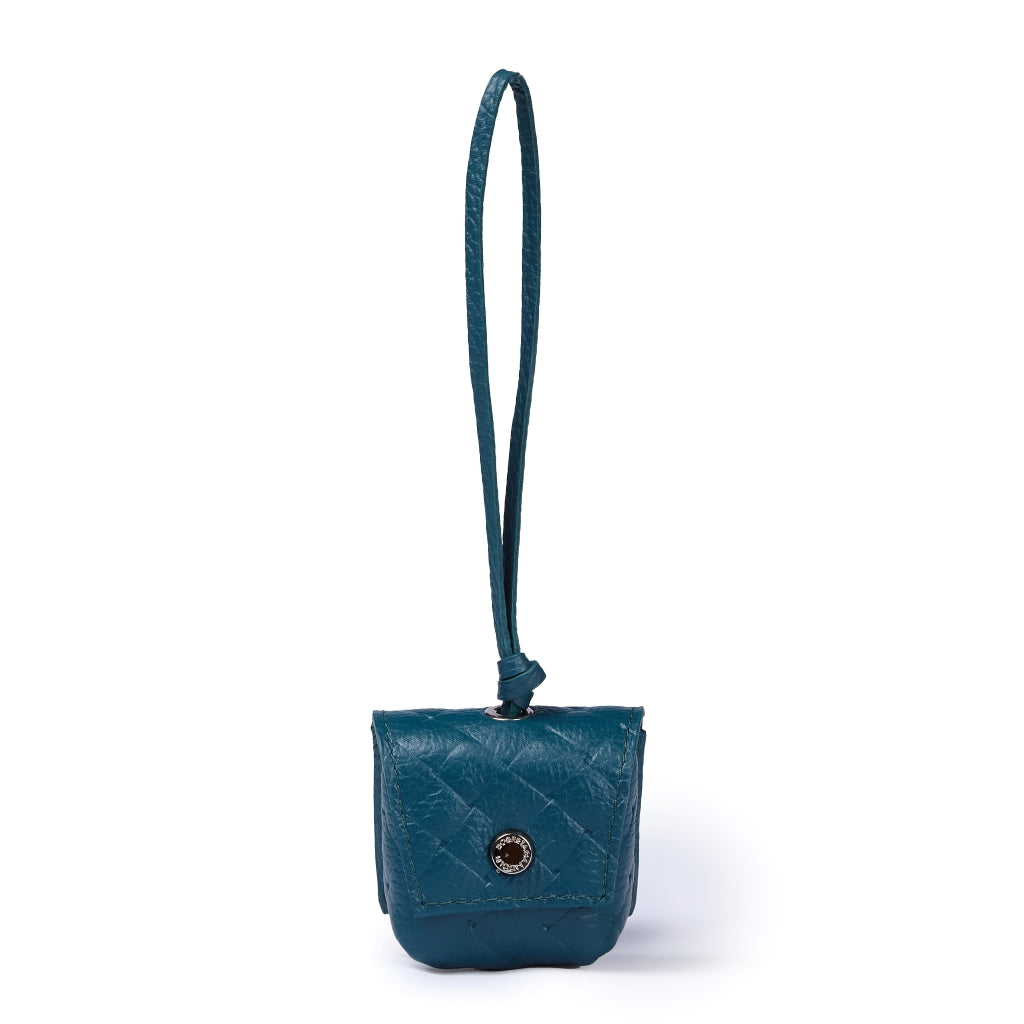 Porta air pods woven charms in pelle stampa intrecciato