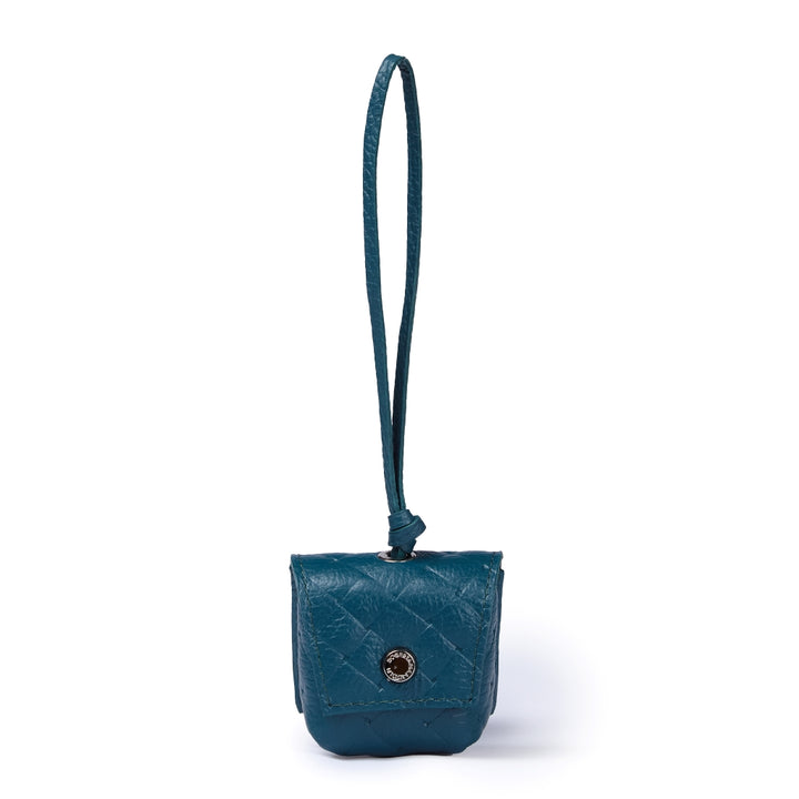 Porta air pods woven charms in pelle stampa intrecciato