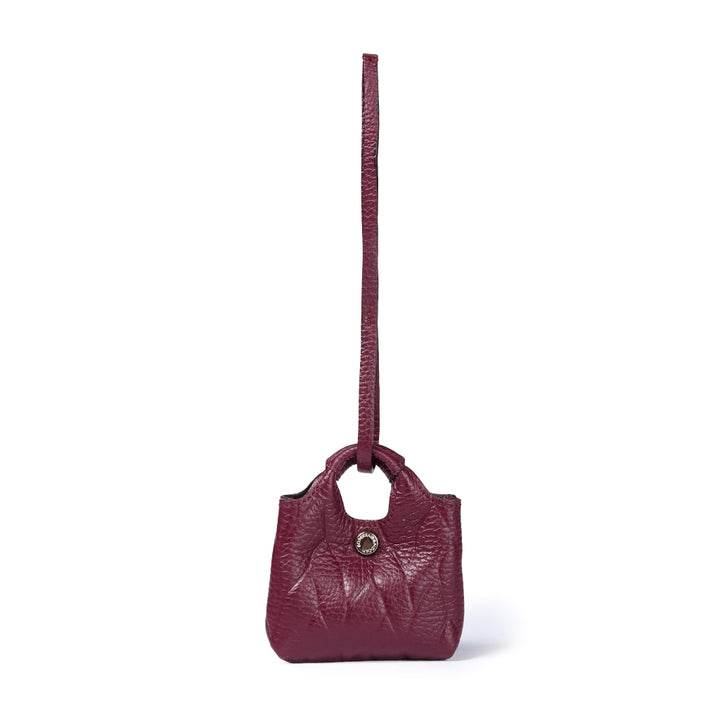 Porta air pods Alina charms in pelle stampa treccia con anella portachiavi