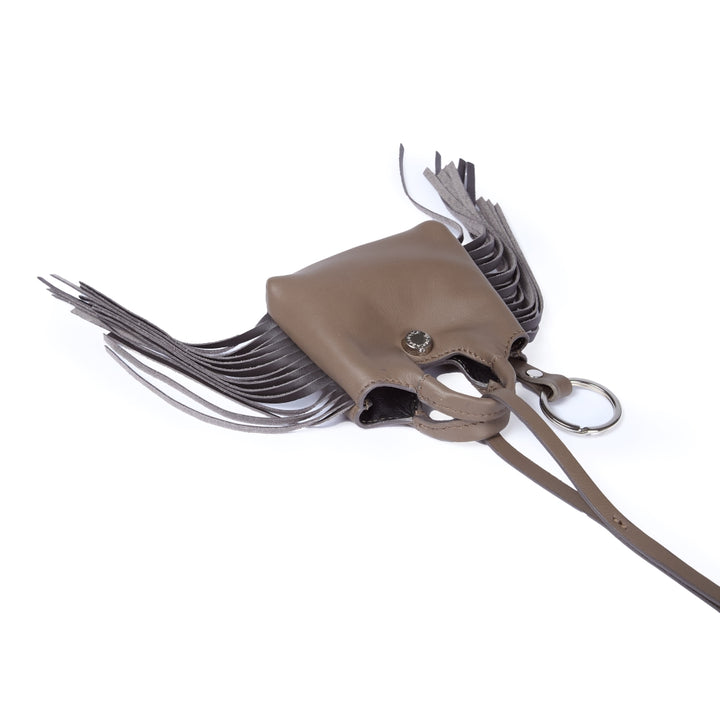 Woven charms air pods holder in braided printed leather