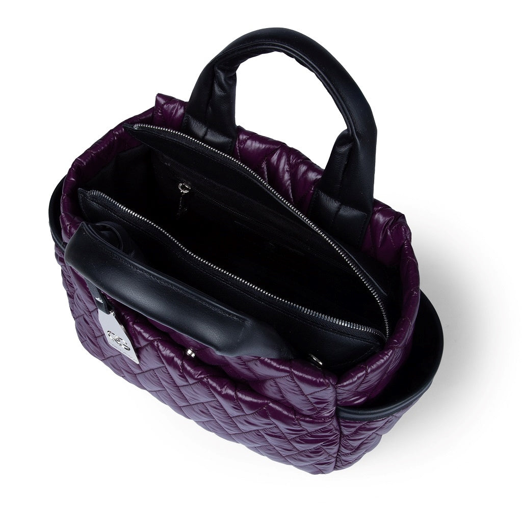 Noemi medium borsa a mano in tessuto antigoccia con finiture in pelle e tracolla staccabile