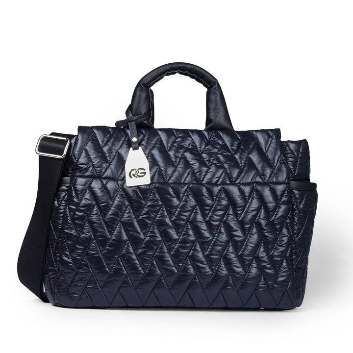 Roberta Gandolfi Noemi Large borsa a mano in tessuto antigoccia con finiture in pelle e tracolla staccabile
