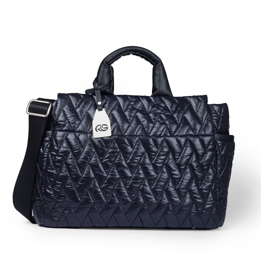 Noemi Large borsa a mano in tessuto antigoccia con finiture in pelle e tracolla staccabile