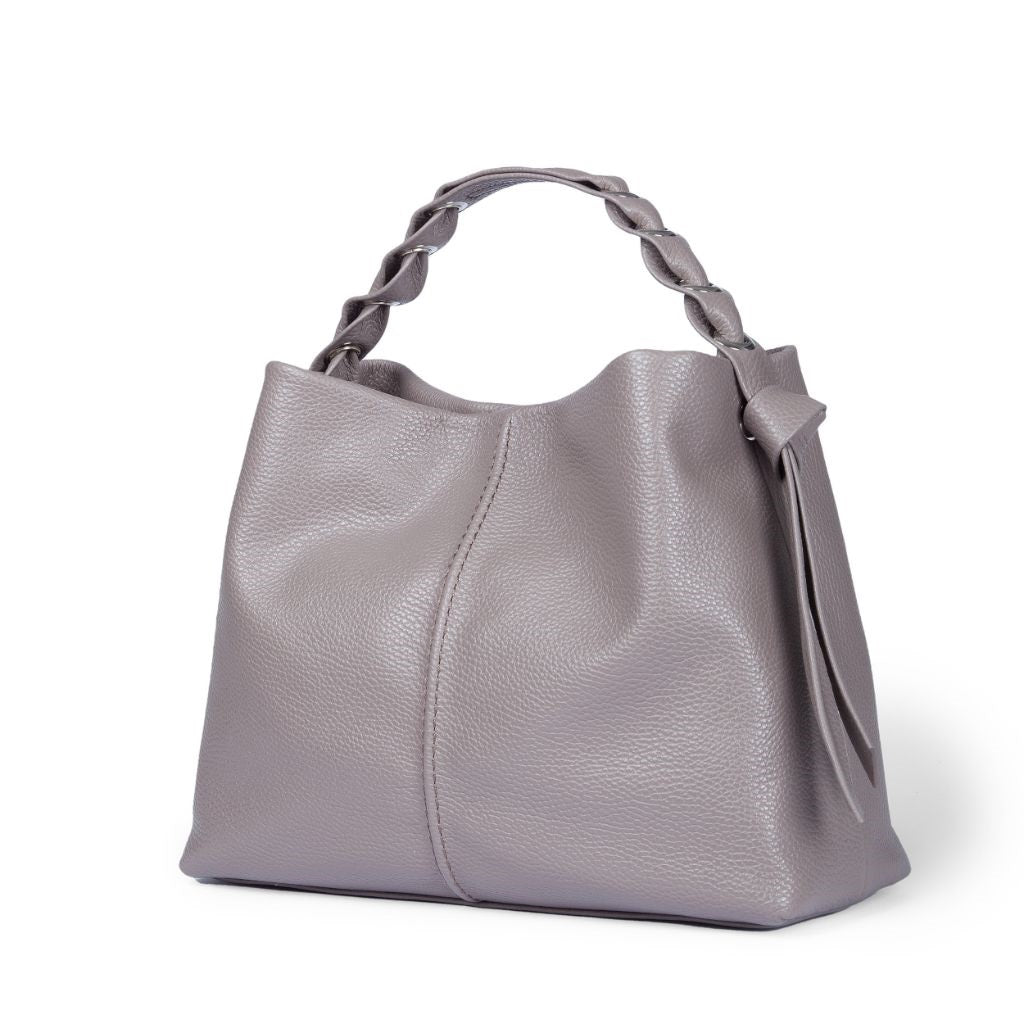 Asia Large leather handbag with detachable shoulder strap