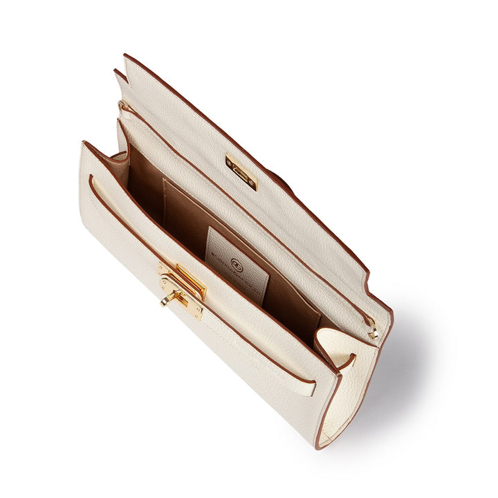 Jade cluch leather bag with retractable handle closure and detachable and adjustable shoulder strap