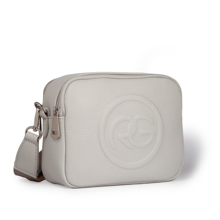Roberta Pelle camera and leather crossbody with double compartment and detachable shoulder strap
