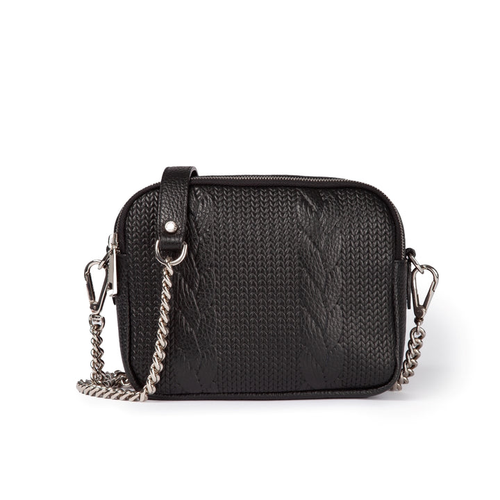 Camera Treccia shoulder bag and crossbody in printed leather with chain shoulder strap