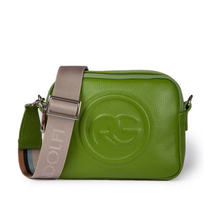 Roberta Pelle camera and leather crossbody with double compartment and detachable shoulder strap