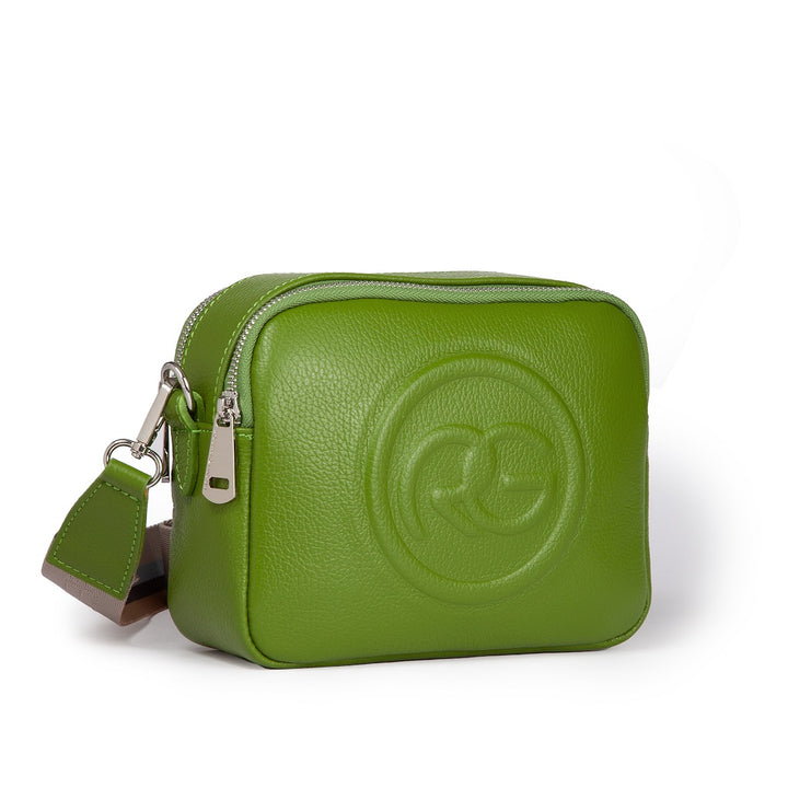 Roberta Pelle camera and leather crossbody with double compartment and detachable shoulder strap