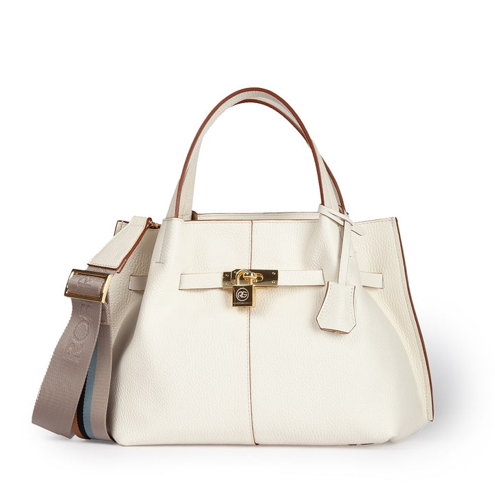 Giorgia handbag leather bag with detachable and adjustable logoed shoulder strap