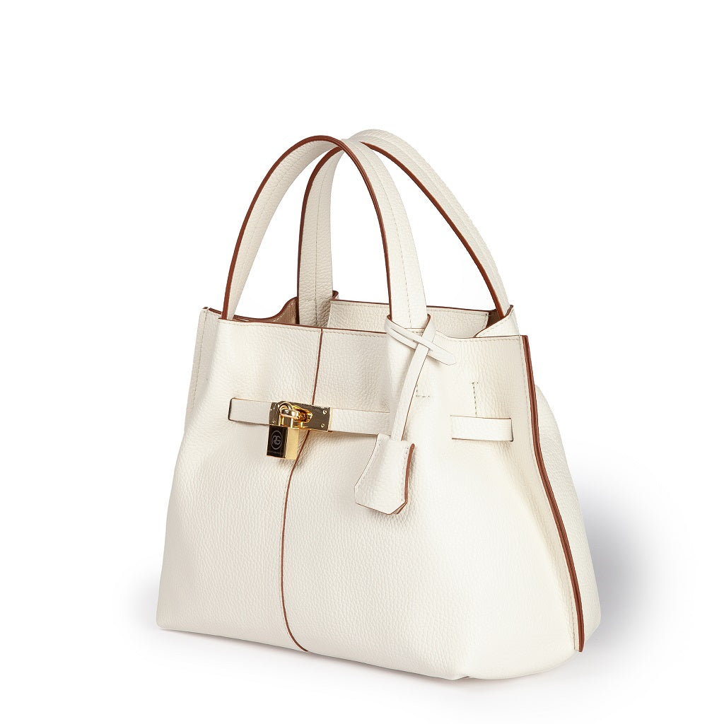 Giorgia handbag leather bag with detachable and adjustable logoed shoulder strap