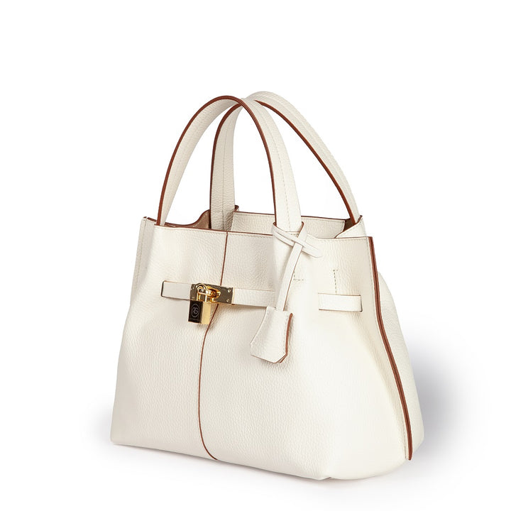 Giorgia handbag leather bag with detachable and adjustable logoed shoulder strap