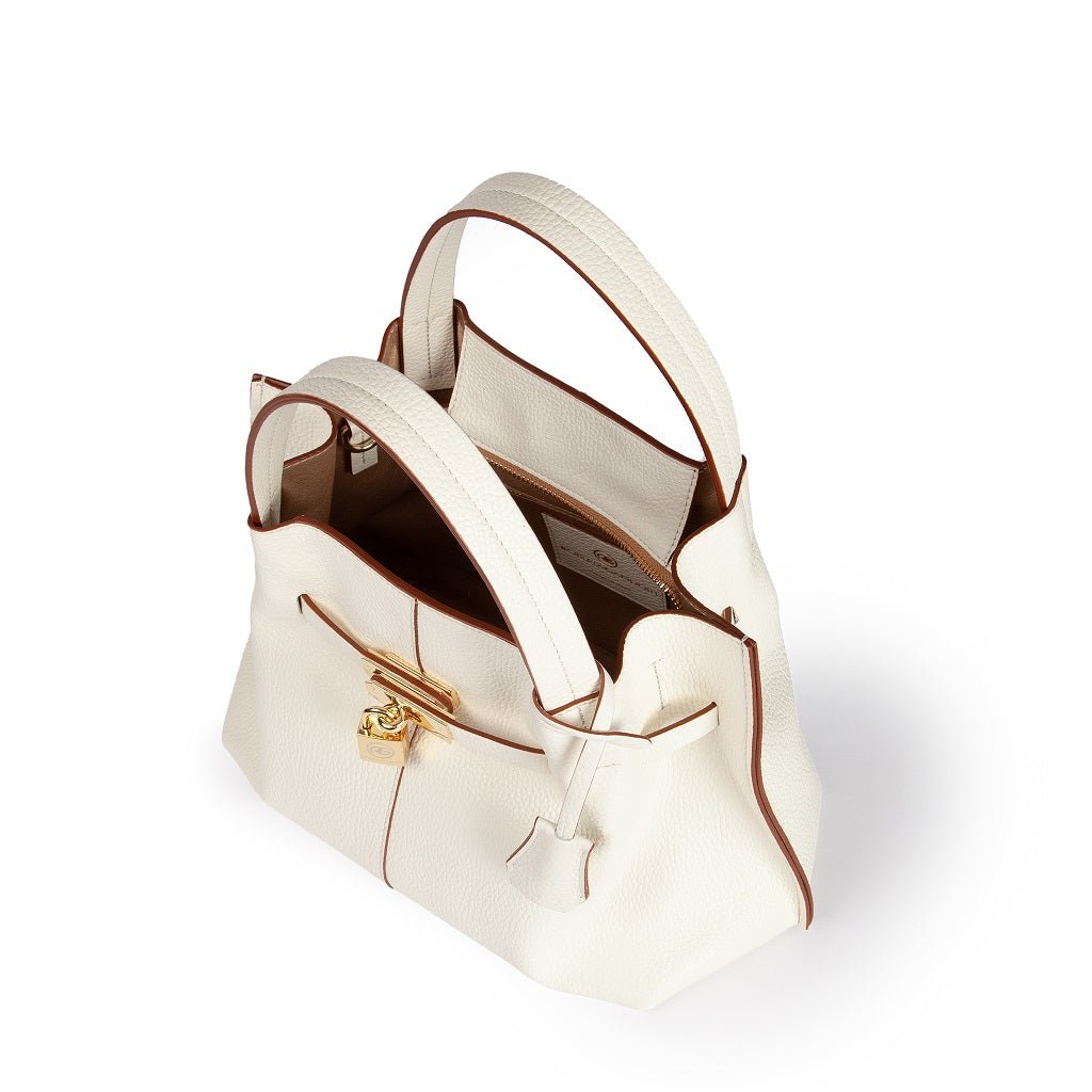 Giorgia handbag leather bag with detachable and adjustable logoed shoulder strap