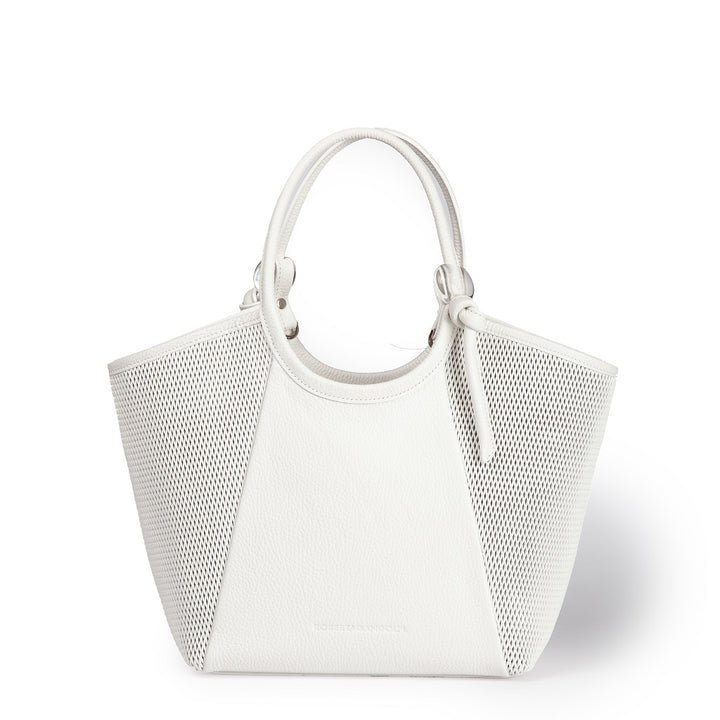 Gaia – Grained and Micro-Perforated Leather Bag with Adjustable Handles and Internal Divider