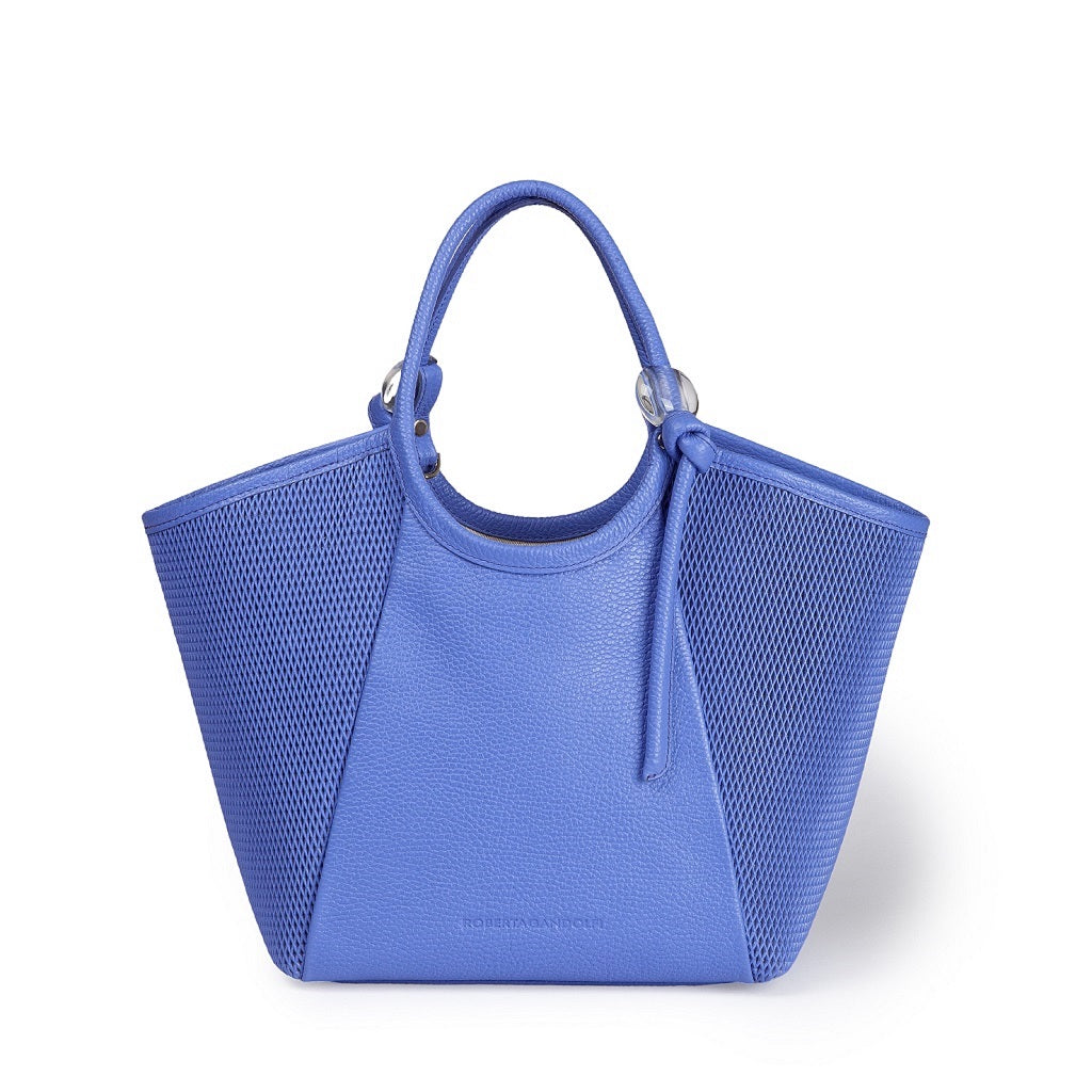 Gaia – Grained and Micro-Perforated Leather Bag with Adjustable Handles and Internal Divider