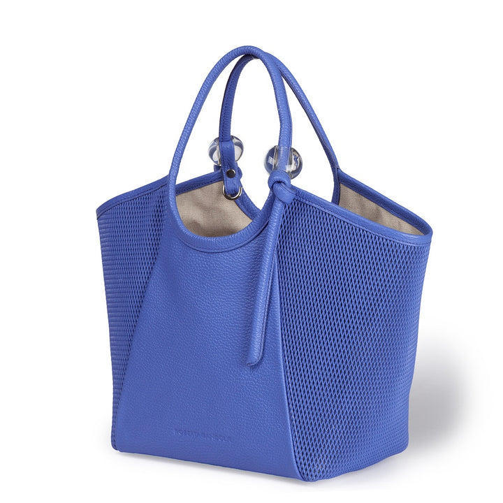 Gaia – Grained and Micro-Perforated Leather Bag with Adjustable Handles and Internal Divider